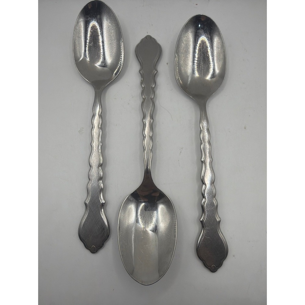 Set Of 3 Oneida Community CELLO Brushed Stainless Table Spoons